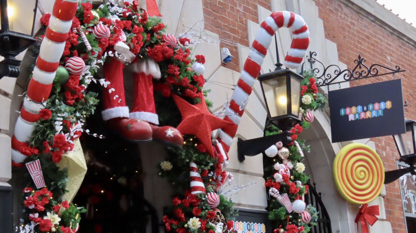 Southport Market has been decorated specially for Chriistmas by Fantasy Weddings. Photo by Andrew Brown Media