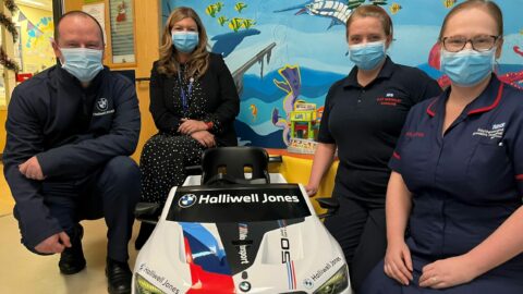Children at Ormskirk Hospital can drive to medical procedures in BMW ride on car from Halliwell Jones Southport
