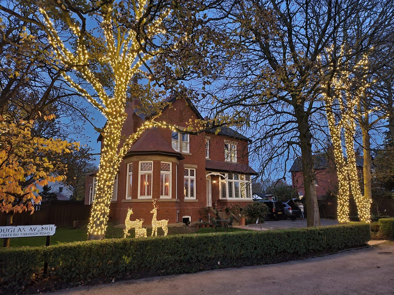 A beautifully renovated home in Hesketh Bank in Lancashire has brought huge smiles to peoples faces thanks to over 20,000 lights in the trees outside which were installed by IllumiDex UK Ltd