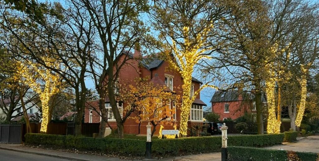 A beautifully renovated home in Tarleton in Lancashire has brought huge smiles to peoples faces thanks to over 20,000 lights in the trees outside which were installed by IllumiDex UK Ltd