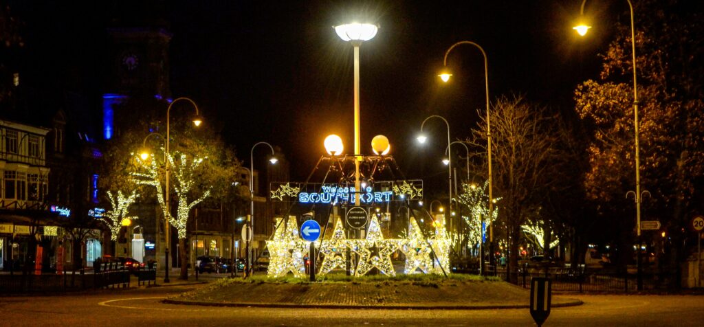 The lights on Lord Street in Southport provided by Southport BID. Photo by Southport BID