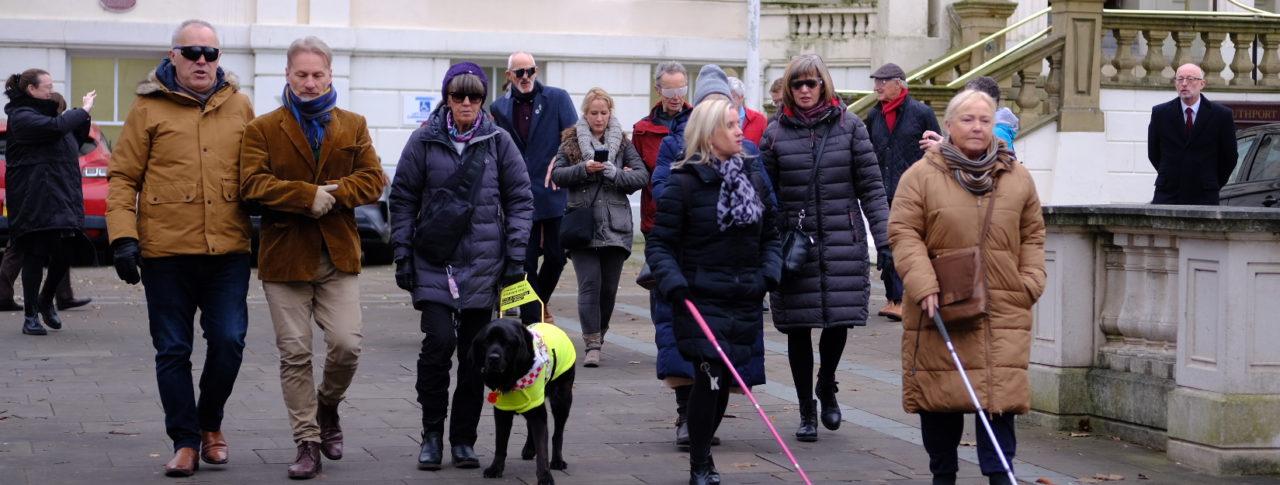 Councillors from Sefton Council navigated the streets of Southport town centre wearing simulation spectacles (sim specs)