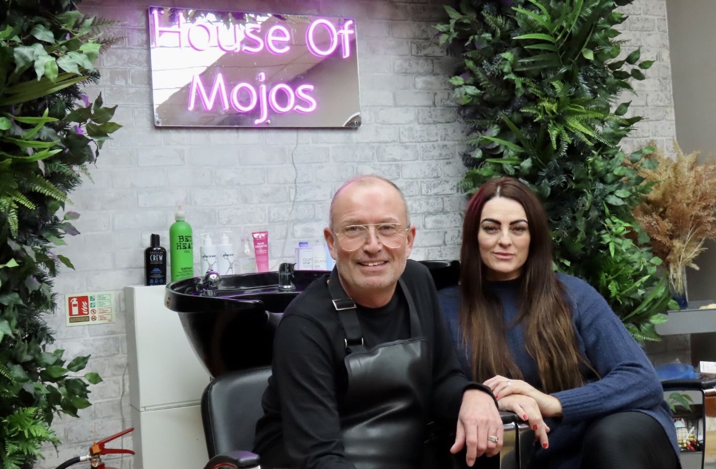 House of Mojos owner Lesley Morgan-Macbain with Senior Stylist Paul Harrison. Photo by Andrew Brown Media