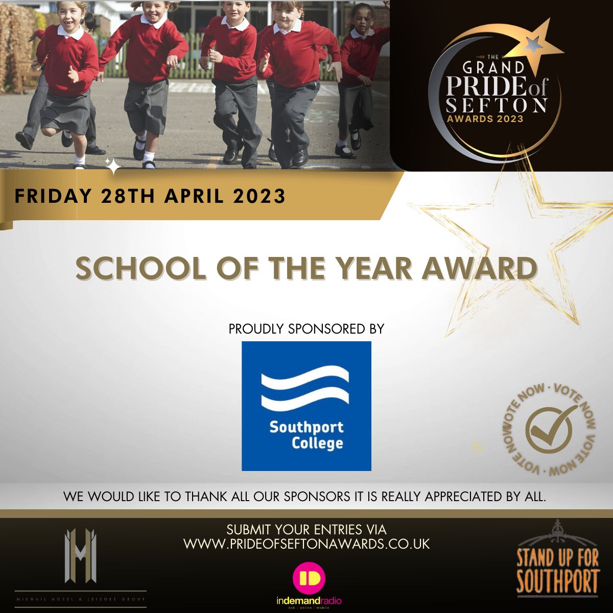 Southport College is sponsoring the School Of The Year Award at the 2023 Pride Of Sefton Awards