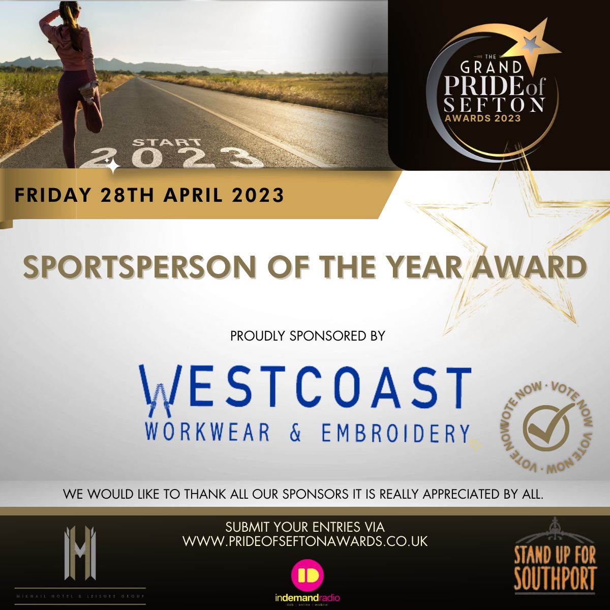 Workwear and Embroidery is sponsoring the Sportsperson Of The Year category in the 2023 Pride Of Sefton Awards
