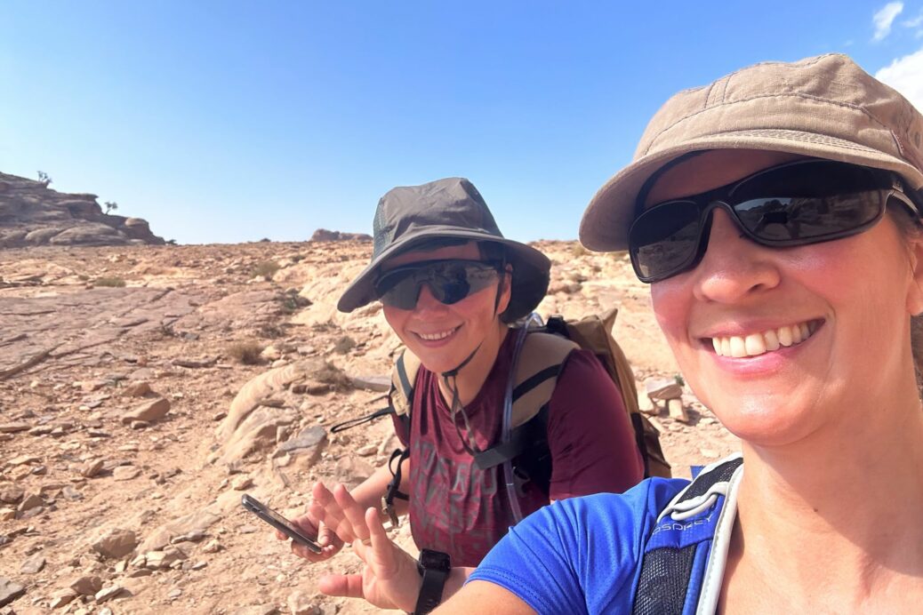 Shorna Warren (Senior Speciality Doctor) and Kristina Ackers (Ward Sister) at Queenscourt Hospice trekked the Wadi Rum Desert for the charity