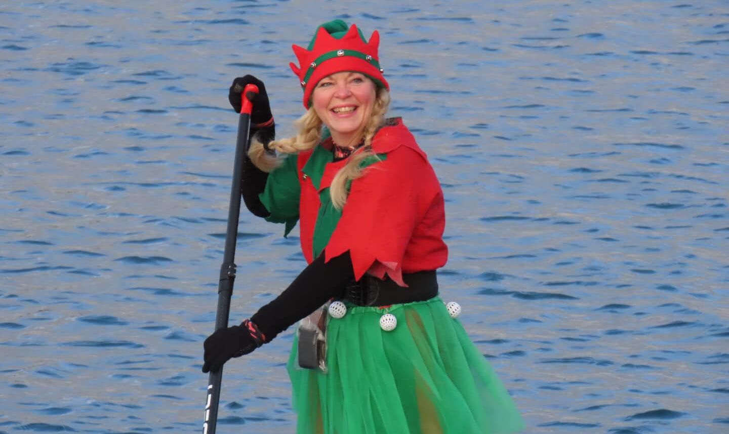 Hawaiian themed Santas will be paddle boarding on Marine Lake in Southport when the Queenscourt Hospice Santa Sprint takes place