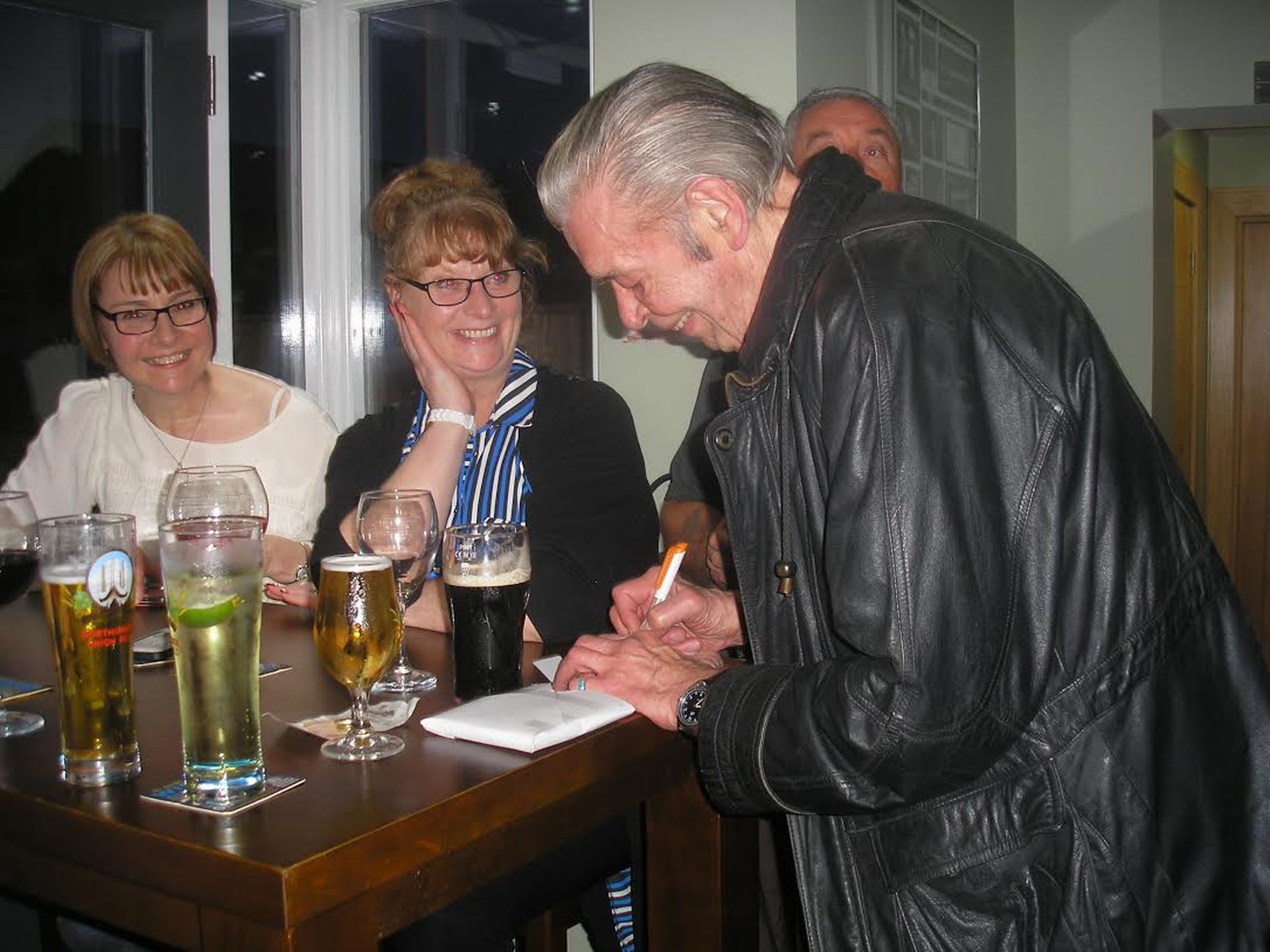 Ted Kingsize Taylor signs autographs at Taylors on Liverpool Road in Birkdale, Southport in 2016. Photo by Denise Roney
