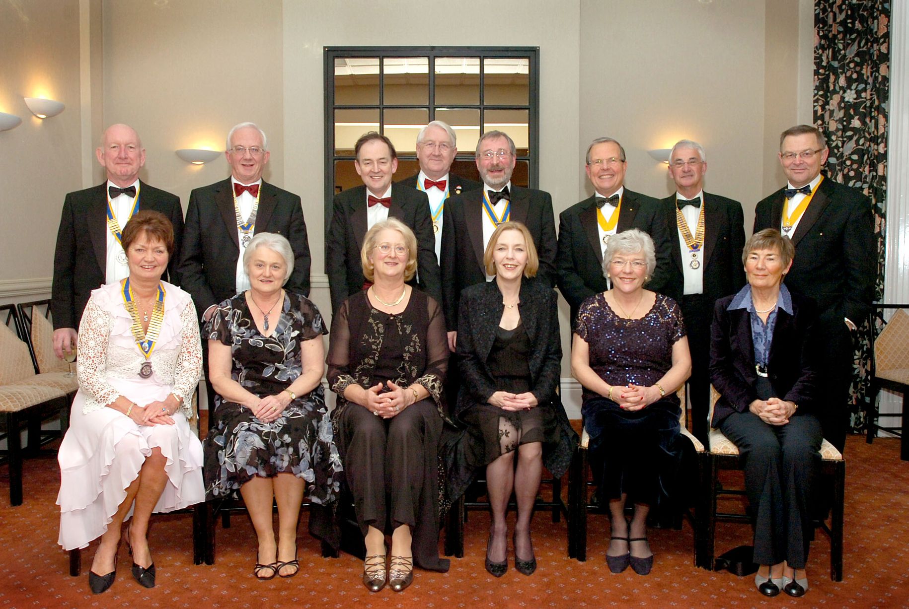 Picture by Gareth Jones 14th Nov 2008 Southport Rotary Club 86th birthday Presidents night at the Royal Clifton Hotel. Pictured is President Roger Wall with his wife Mary, Guest speaker Spencer Leigh with his wife Anne ,Assistant District Govenor Keith Foggin and other distinguished guests
