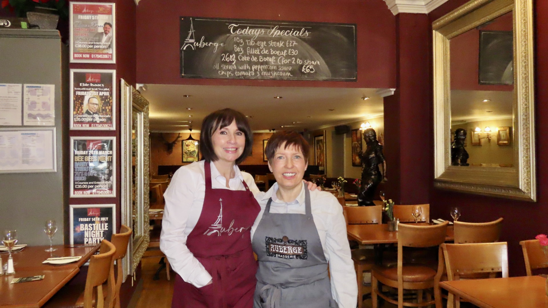 Owner Julie McMahon (left) and Manager Linda Burnside (right) at Auberge Brasserie in Southport. Photo by Andrew Brown Media