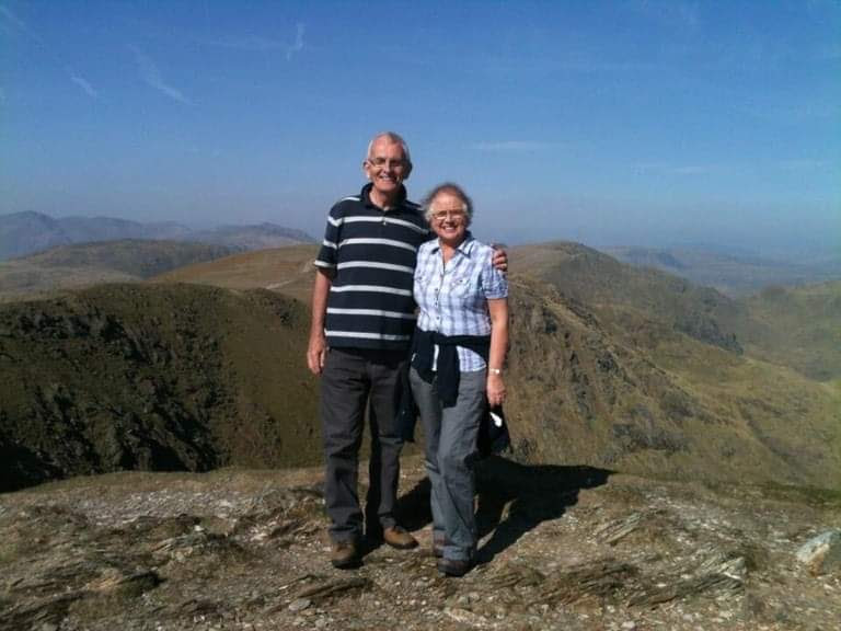 David and Gwen Raynor on top of the Old Man of Coniston in March 2012