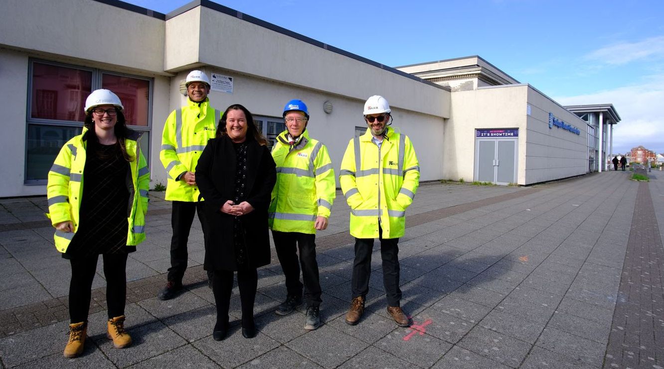 Sefton Council's Cabinet Member for Regeneration and Skills, Cllr Marion Atkinson with representatives from Kier