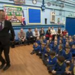 Nick Sheeran, the headteacher at Birkdale Primary School, returned to school for the first time after suffering a cardiac arrest on the last day of term. Photo by BBC Breakfast