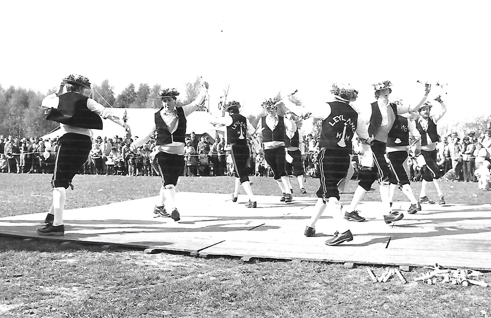 The Leyland Morris Dancers entertain the crowds in Southport in May 1982