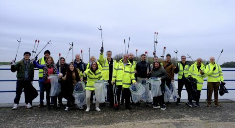 Teams behind new Marine Lake Events Centre in Southport lead clean-up around lake