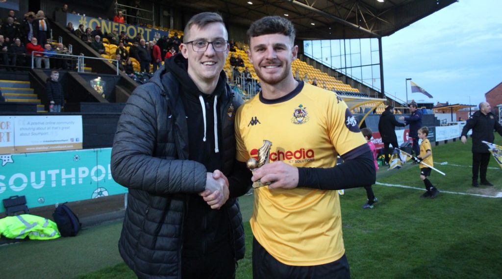 Southport FC star Tyler Walton scooped the 2023 March Player Of The Month award as voted for by supporters.