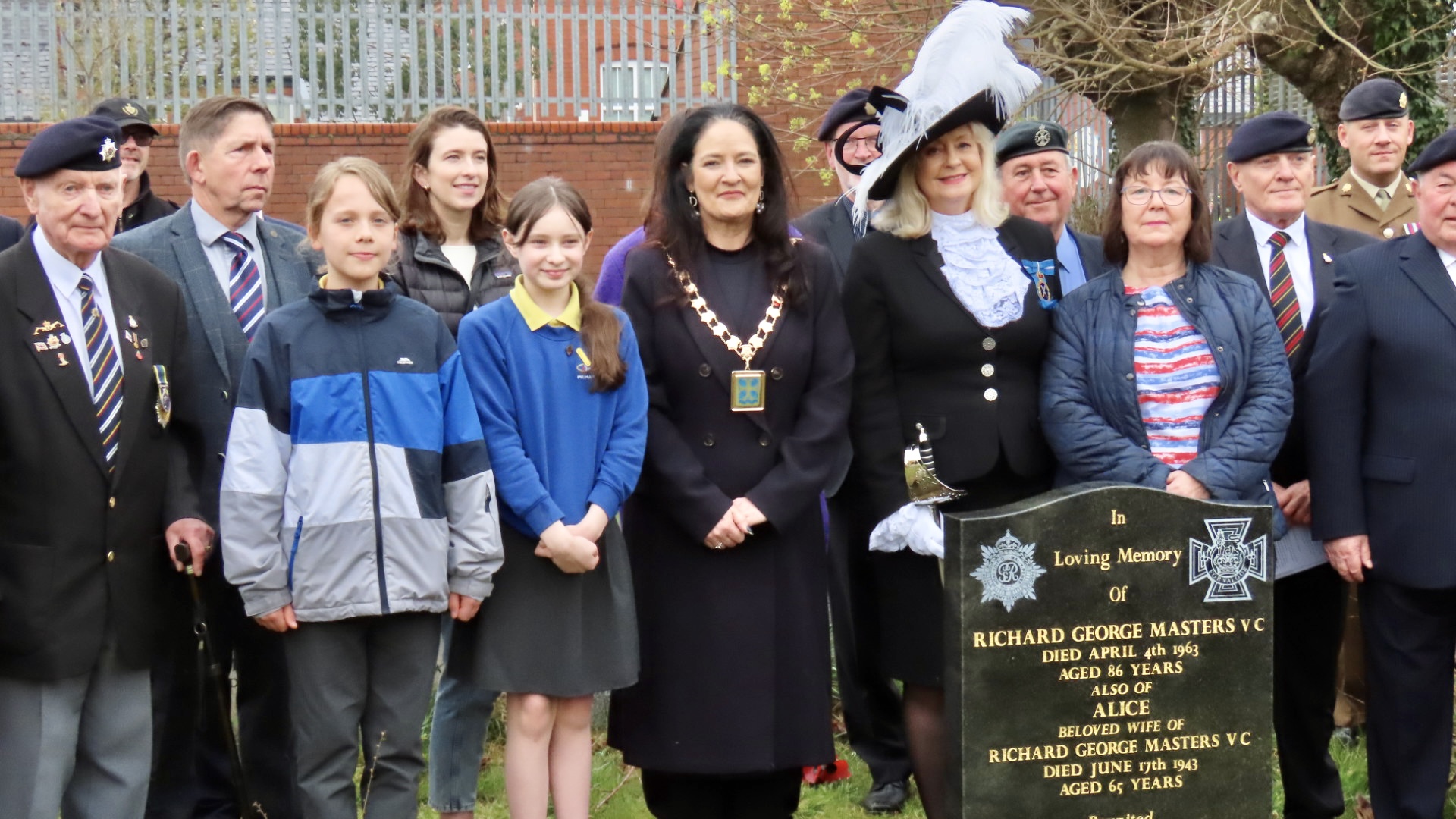 Crowds paid their respects as a new headstone was unveiled in tribute to Private Richard George Masters, from Southport, who was awarded a Victoria Cross when he saved the lives of 200 wounded British Army soldiers on 9th April 1918 during World War One. Photo by Andrew Brown Stand Up For Southport