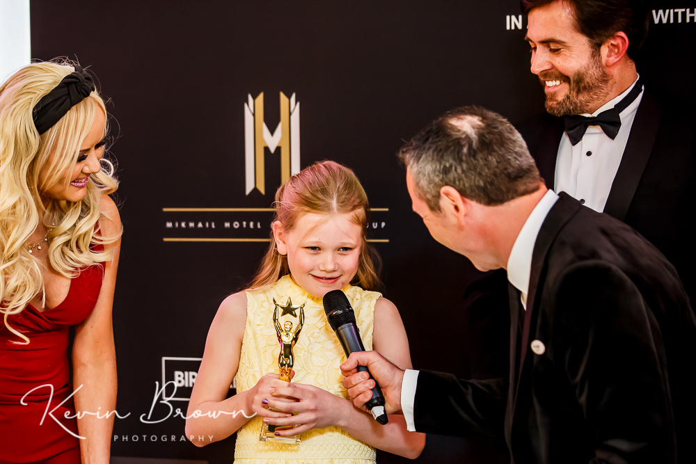 England kickboxing international and British Taekwondo champion Isabella Dixon celebrated her 10th birthday at the Pride Of Sefton Awards by winning the Sefton Young Sportsperson Of The Year Award, sponsored by DT Hughes Contractors. Photo by Kevin Brown Photography