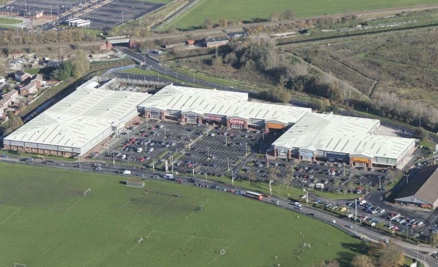 Meols Cop retail park in Southport, showing the site of a new Sainsbury's, the site of a potential new drive-through, the site of the new PureGym and two available vacant units. Photo by Savills