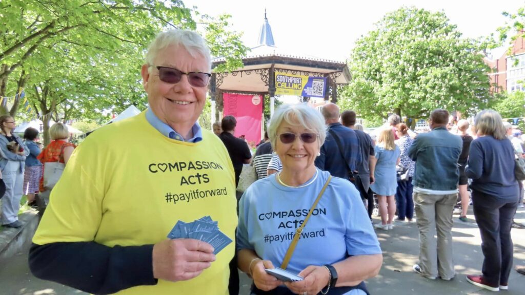 Crowds enjoyed the Southport Calling Eurovision party in Southport town centre organised by Southport BID. Volunteers from Compassion Acts