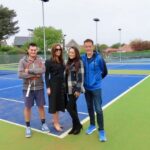 Over a quarter of a million pounds has been invested in creating some of the best tennis courts in the North West at Sphynx Tennis Club in Southport. Jamie Blundell and Chris Parkes from the tennis club with Serena and Taryn Silcock from Silcock Leisure Group.