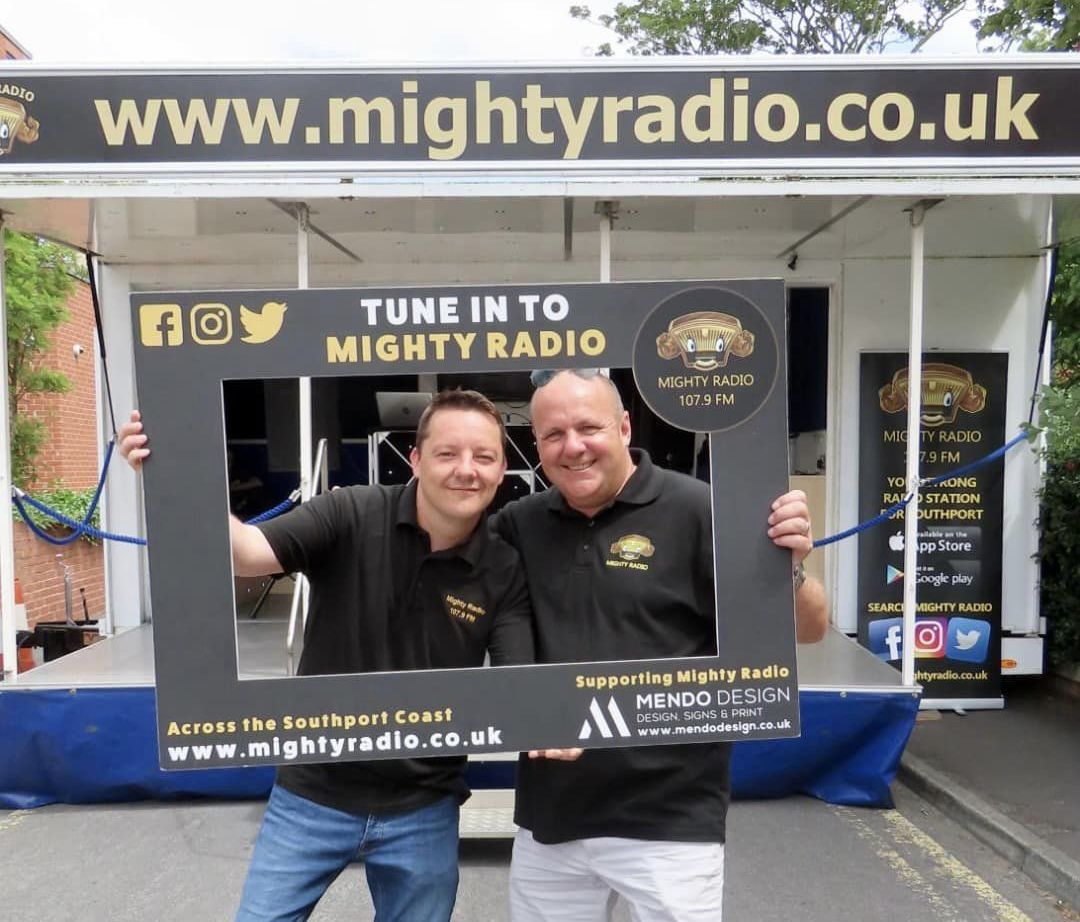 Southport Auto Centre hosted its annual Classic Car and Motorcycle Transport Fundraising Event. Paul Tasker and Trevor Ford from Migyhty Radio. Photo by Andrew Brown Stand Up For Southport
