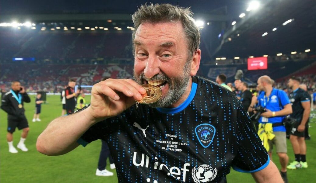 Southport comedian, writer and podcaster Lee Mack was victorious as he was part of the winning World XI team in last night’s Soccer Aid for UNICEF 2023. Photo copyright Soccer Aid Productions and UNICEF