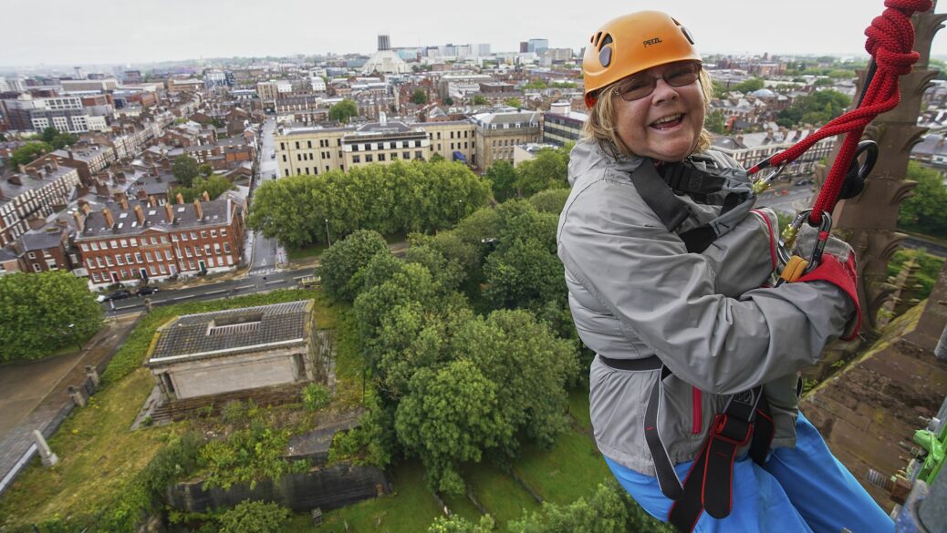 Age Concern Liverpool and Sefton CEO Jacinta Ashdown has completed her abseil at Liverpool Anglican Cathedral!