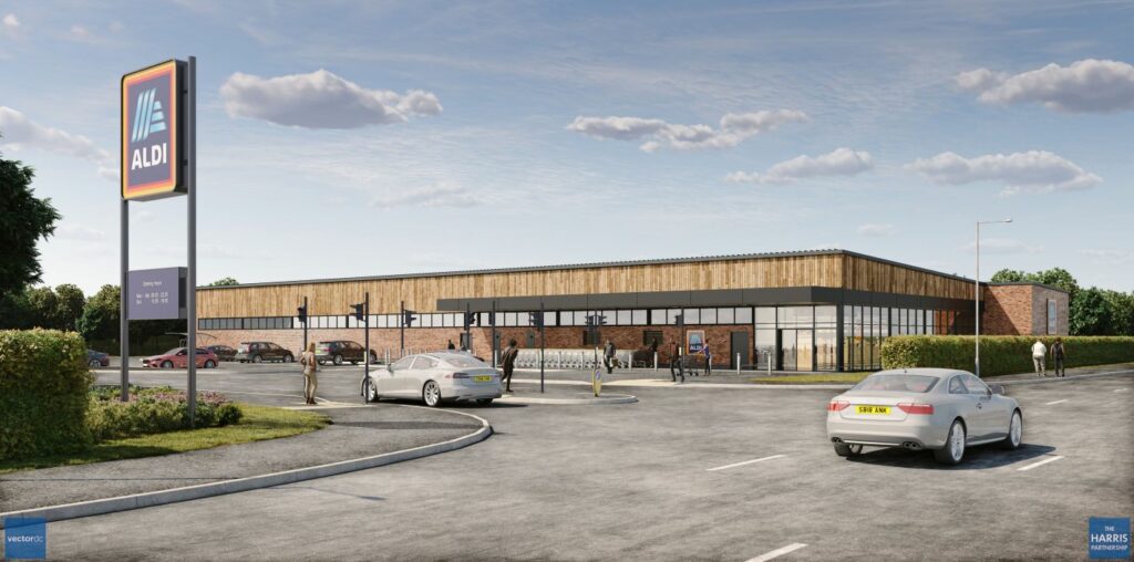 The proposed new Aldi store in Formby. Image by The Harris Partnership