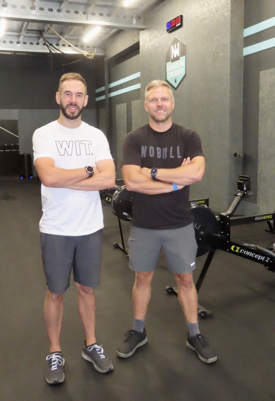Josh Womersley (left) and Tim Brown (right) at Coastline CrossFit at Ocean Plaza Leisure in Southport. Photo by Andrew Brown Stand Up For Southport