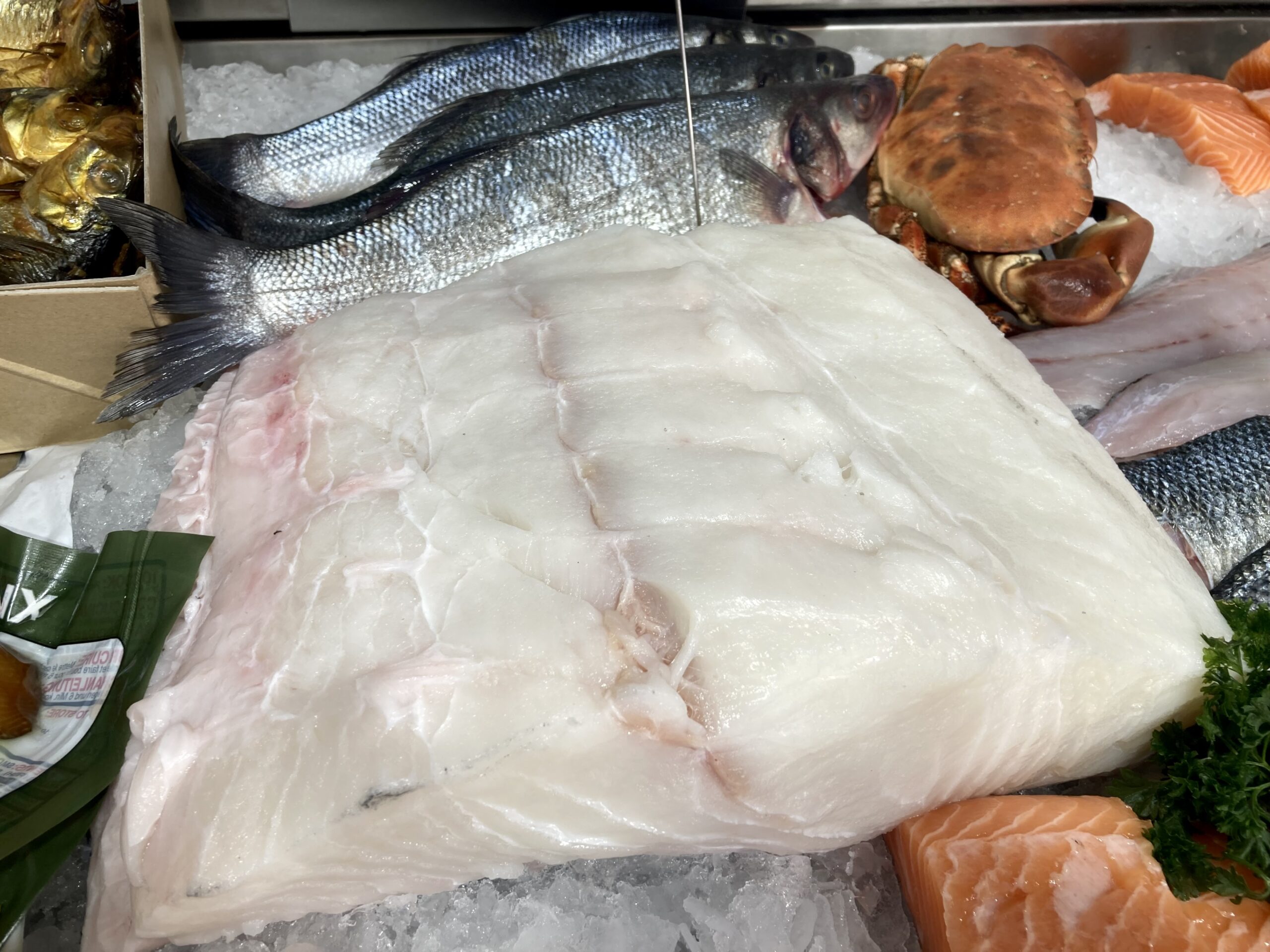 Halibut on sale at Peet's Plaice in Churchtown in Southport