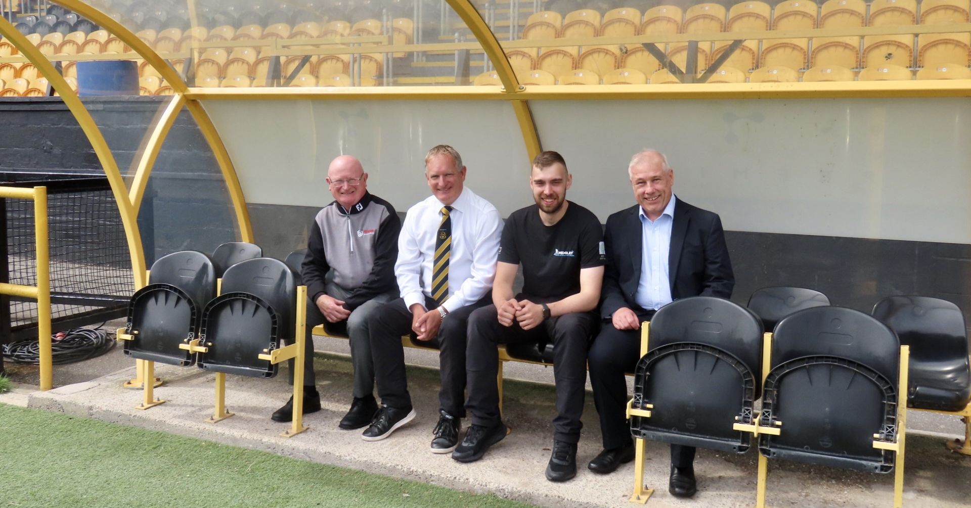 Founders of the Sandgrounder Business Club (from left); Chris Harding (Birkdale Insurance); Steve Dewsnip (Southport FC); Aaron Midgely (Midgely Carpet and Upholstery Cleaning); and Andrew Brown )Stand Up For Southport)