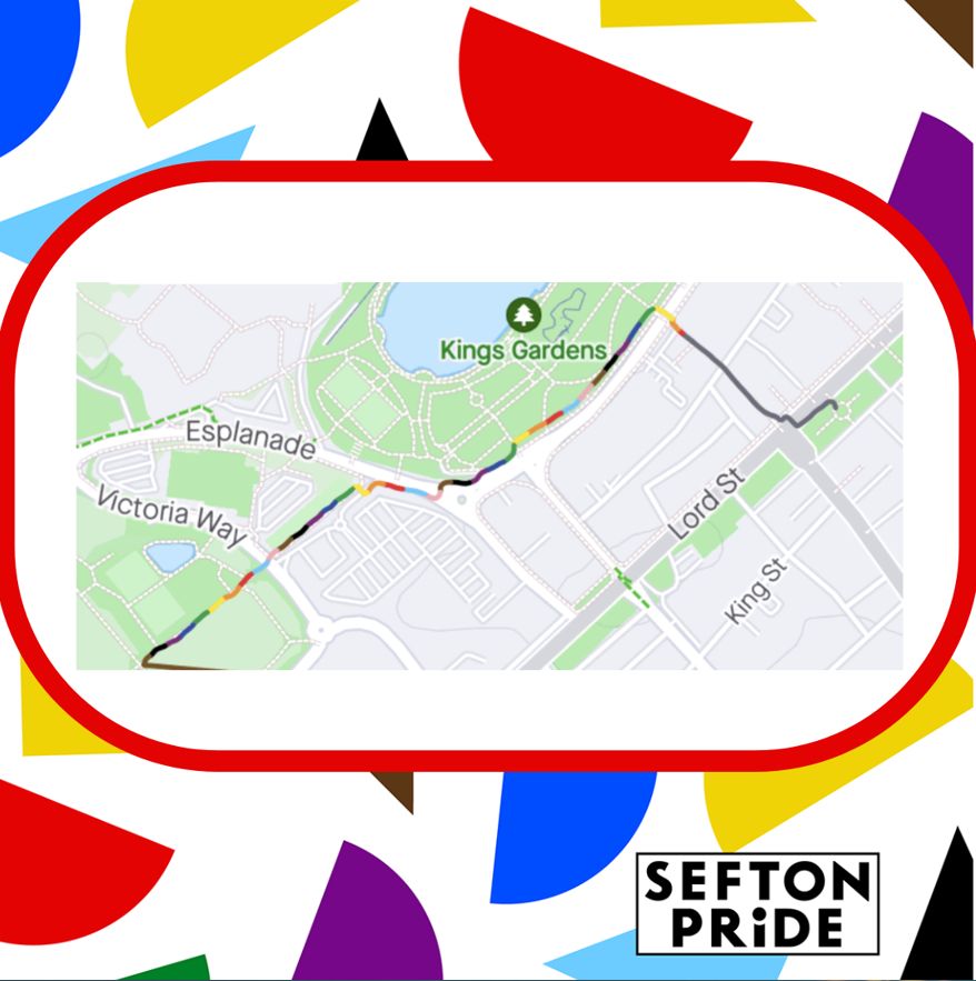 The map of the Sefton Pride parade in Southport