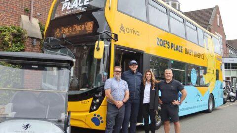 Arriva unveils bright yellow bus to highlight support for Zoe’s Place baby hospice