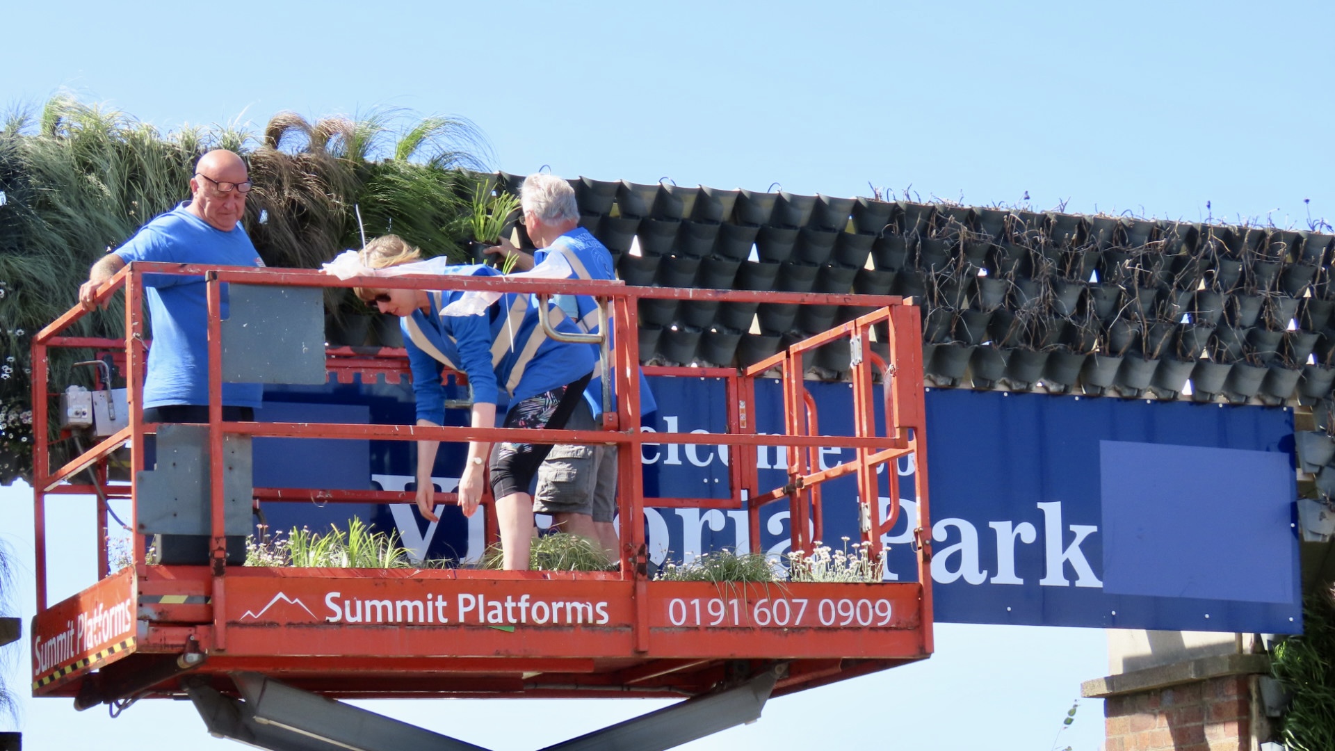 Volunteers are hard at work creating the stunning living wall archway that will welcome visitors to the 2023 Southport Flower Show. Photo by Andrew Brown Stand Up For Southport