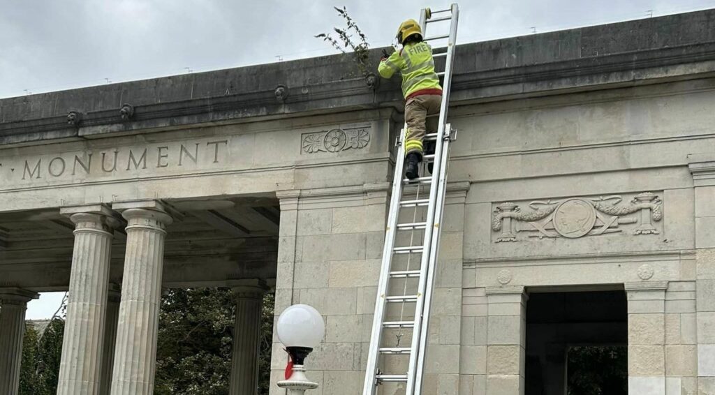 Firefighters from Southport Community Fire Station stepped up when called on to ensure Southport War Memorial is spotless for Fridays royal visit by Princess Anne