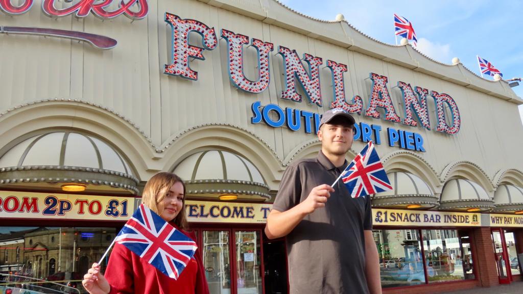Trish Zaniara and Layne Dickinson lead the Fly The Flag campaign for Silcopck Leisure Group in Southport. Photo by Andrew Brown Stand Up for Southport