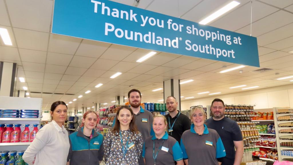 Staff at the new Poundland store in Southport. Photo by Andrew Brown Arena PR