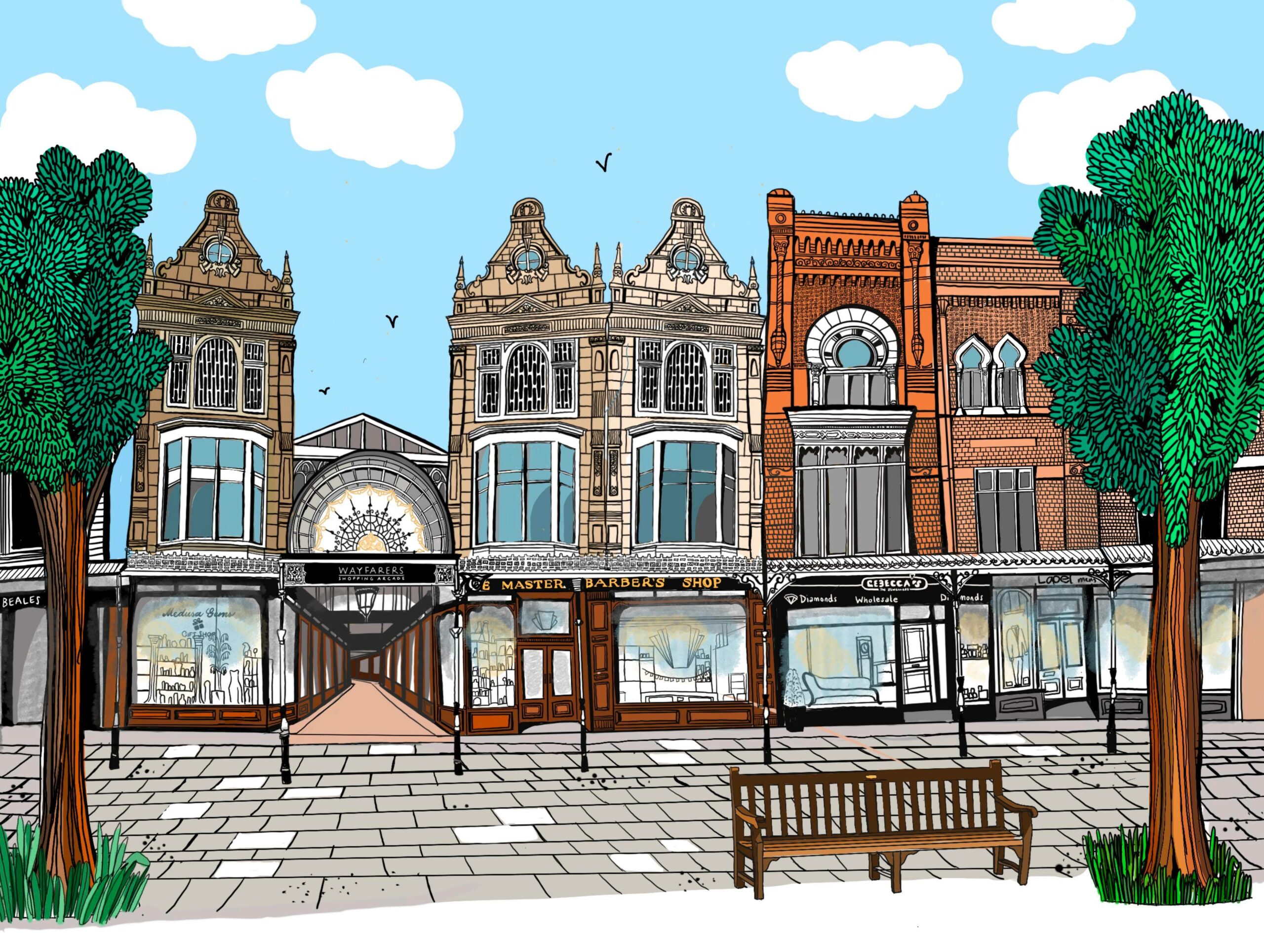 Artist Ruth Spillane is publishing a new book, Southport Illustrated. Wayfarers Arcade in Southport