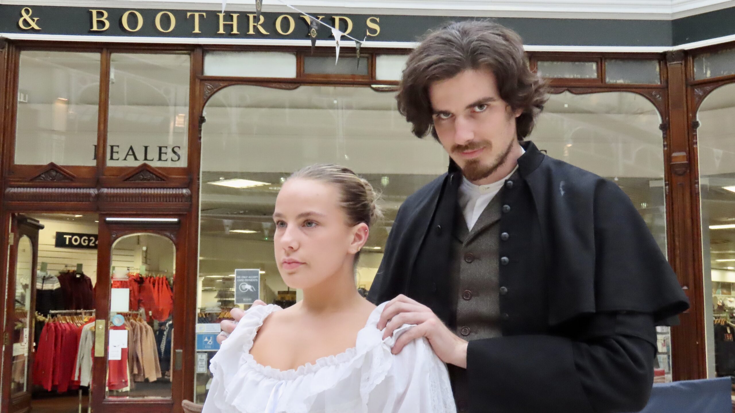 People are being invited to enjoy a very special Victorian Weekend as the historic Wayfarers Shopping Arcade in Southport celebrates its 125th anniversary. Villain William Corder and the tragic anti-heroine Maria Marten from The Murder in the Red Barn. Photo by Andrew Brown Stand Up For Southport