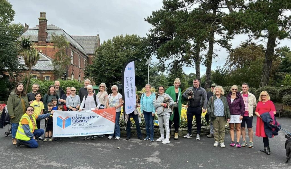 Violunteers take part in a charity walk for the new Cornerstone Library in Churchtown in Southport. Photo by Louise Heys