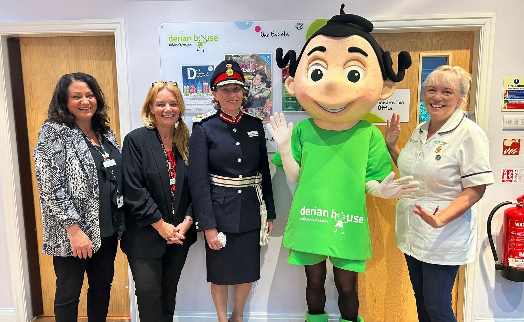 From left to right - Kim Owens, Karen Edwards OBE, Lord-Lieutenant of Lancashire Amanda Parker JP, Derian Danni, and Catherine Randall