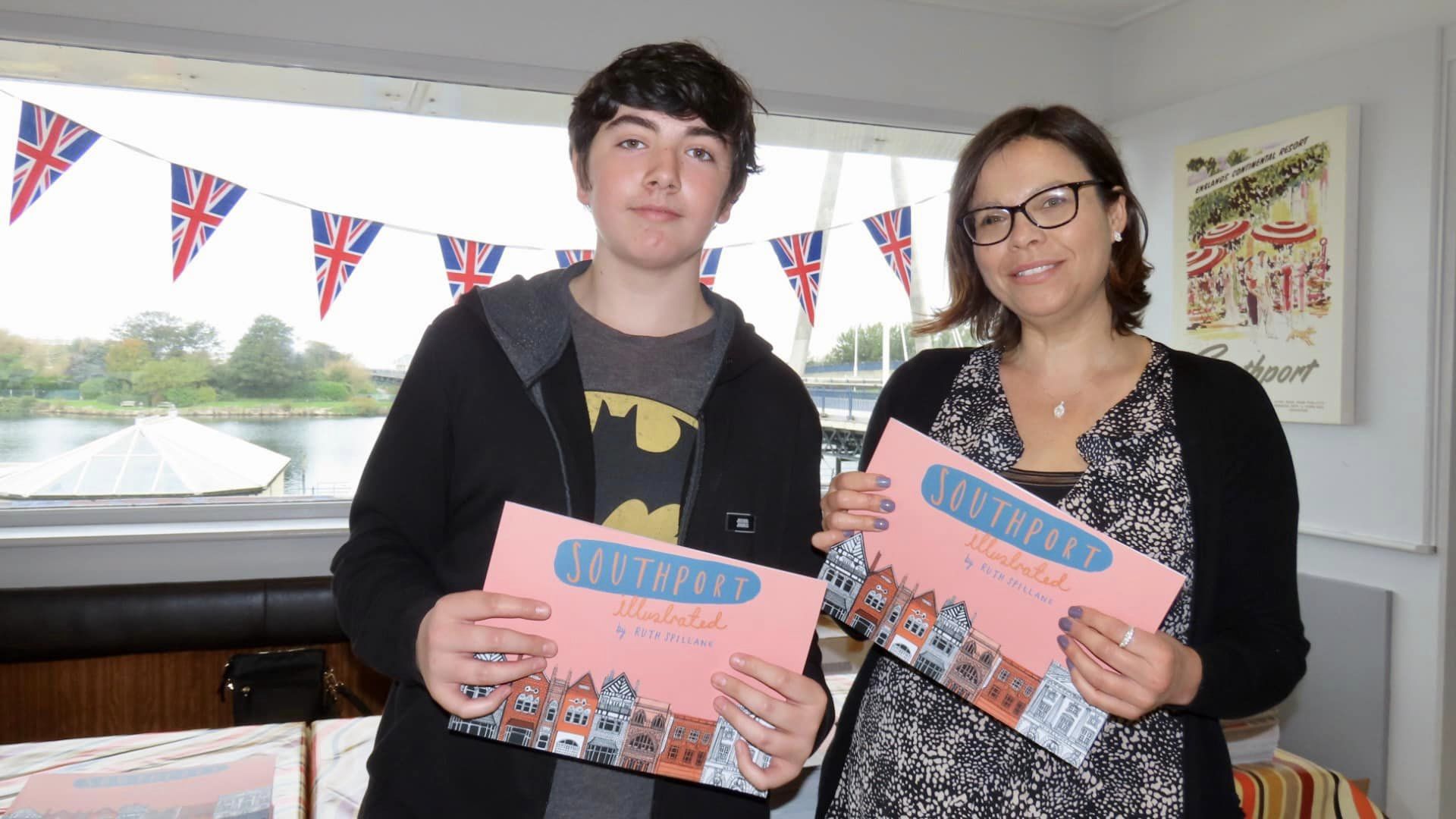 Ruth Spillane has held a book launch for 'Southport Illustrated' at Silcock's Pier Family Restaurant in Southport. Ruth is pictured with son, Rowan. Photo by Andrew Brown Stand Up For Southport