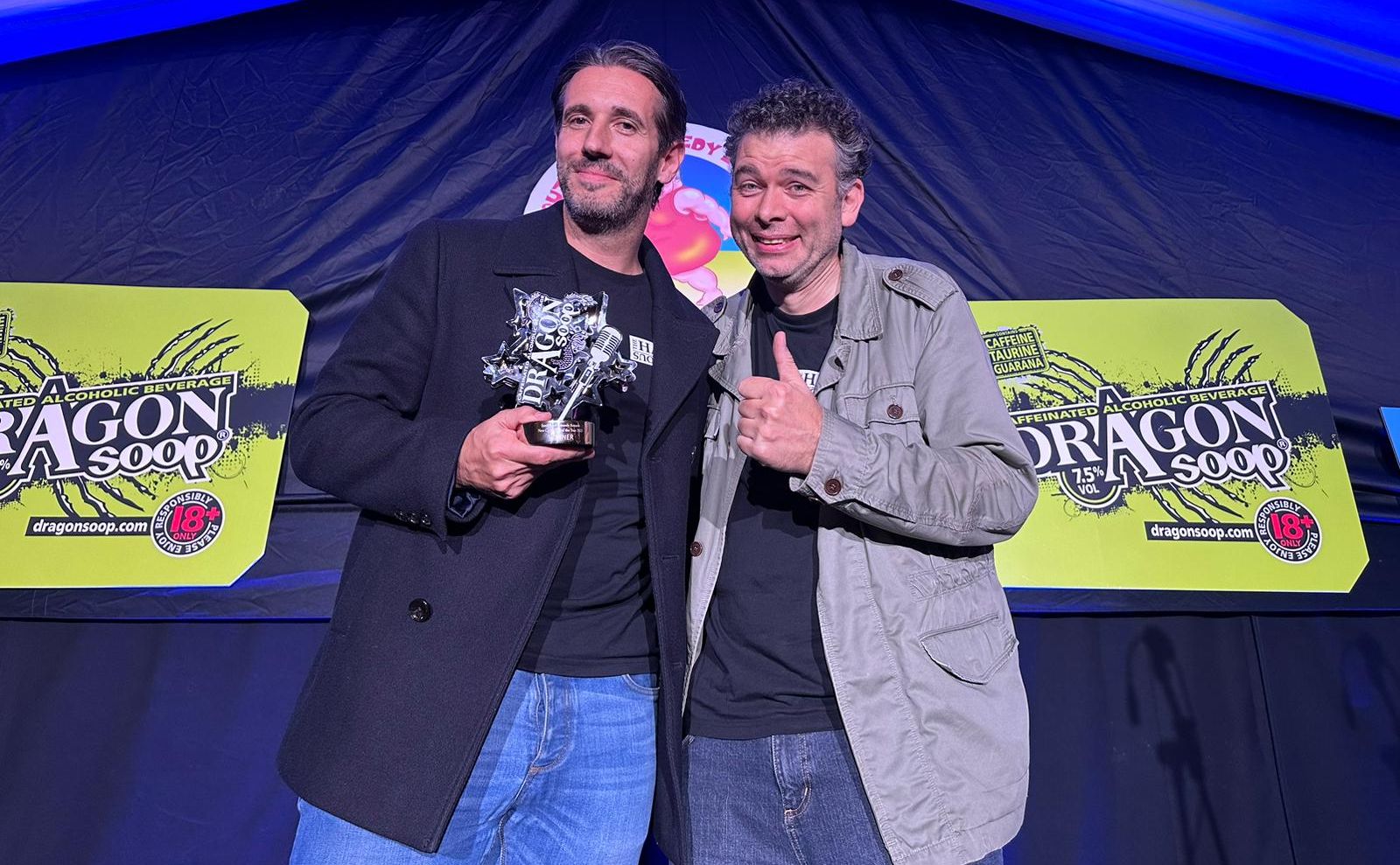 Southport Comedy Festival 2023. Halls of the Ridiculous, winners of Southport New Comedian of the Year sponsored by Dragon Soop