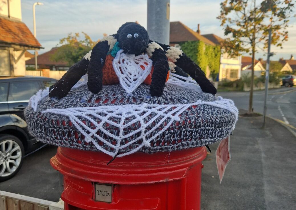 Yarn bombing work by the Southport Hookers crochet group