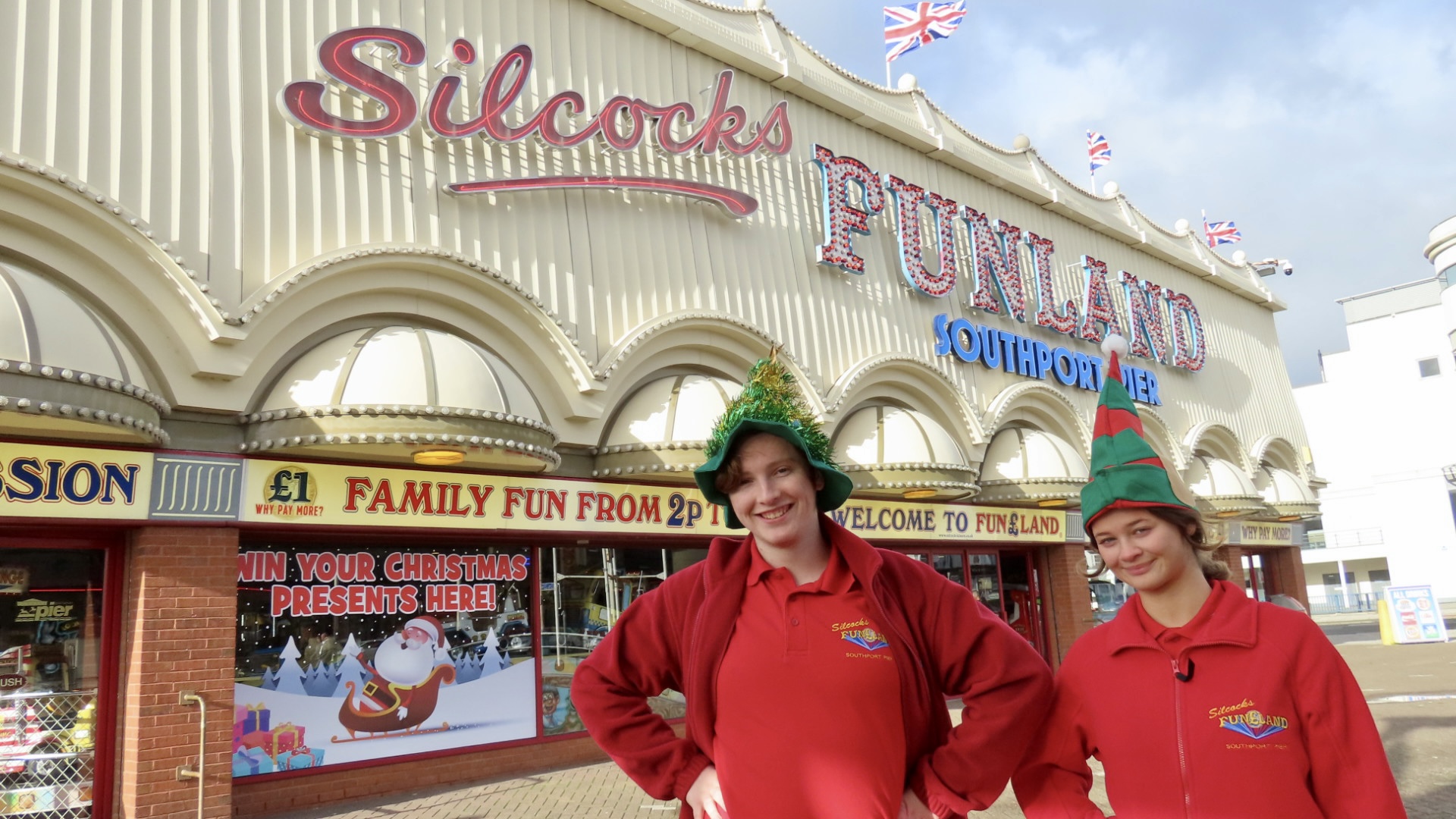 People can have fun while winning their Christmas presents at Silcocks Funland in Southport. Funland Elves Tyler and Jack. Photo by Andrew Brown Stand Up For Southport