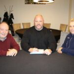 Southport FC Manager Jim Bentley with Chairman Peter Mitchell and Sporting Director Tammy Burgess