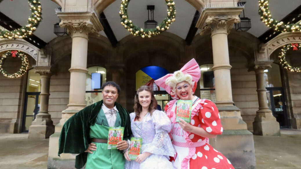 Stars from the forthcoming Jack and The Beanstalk Christmas pantomime at The Atkinson in Southport at the Southport BID Festive Fun Day. Photo by Andrew Brown Stand Up For Southport