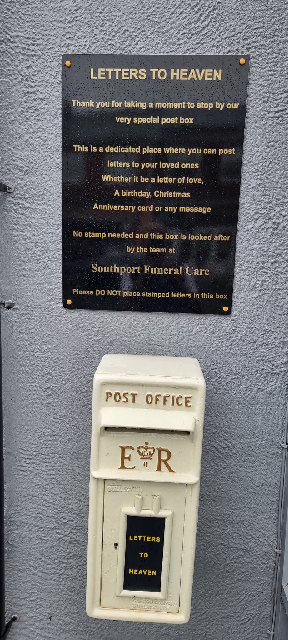 Southport Funeral Care has created a special postbox outside the premises where people can post their Letters To Heaven