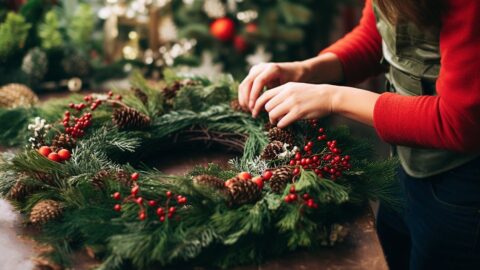 Enjoy Southport College Christmas Floristry courses to learn wreath making or floral table decorations
